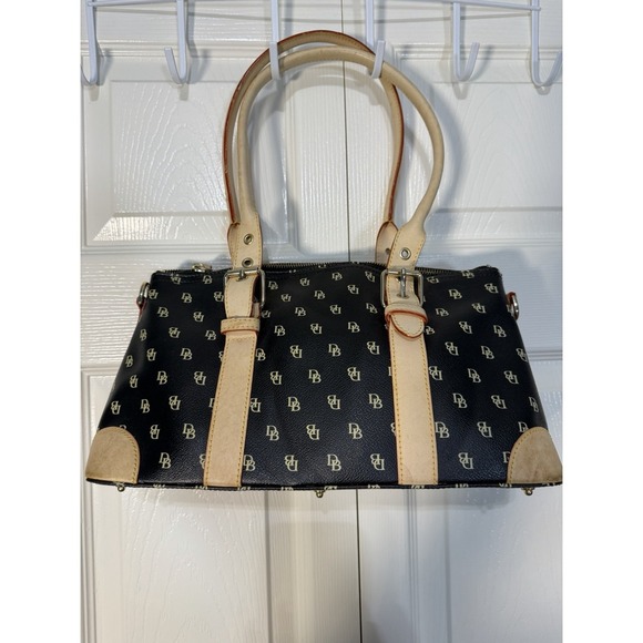 Dooney Bourke Vintage Signature Monogram Canvas Satchel Black - Picture 2 of 12